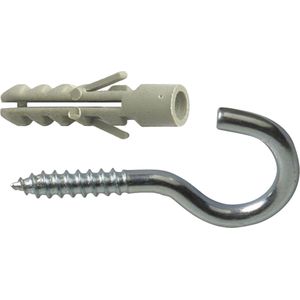 AMIG Schroefhaken met muurplug - 12x - verzinkt staal - 60 mm - zilver - DHZ ijzerwaren - A merk