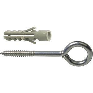 AMIG Schroefogen met muurplug - 15x - verzinkt staal - 46 mm - zilver - DHZ ijzerwaren - A merk - Schroefhaken