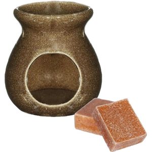 Ideas4seasons Amberblokjes/geurblokjes cadeauset - amber geur - inclusief geurbrander