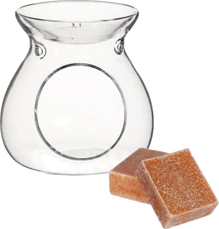 Ideas4seasons Amberblokjes/geurblokjes cadeauset - amber geur - inclusief geurbrander