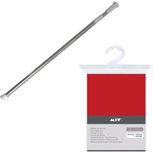 MSV Douchegordijn met ophangstang - uitschuifbaar van 75 tot 125 cm - rood - 180 x 200 cm - polyester