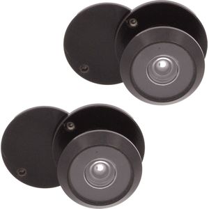 2x amig deurspion - messing - zwarte finish - 160° zicht - voor deuren 15-25 mm