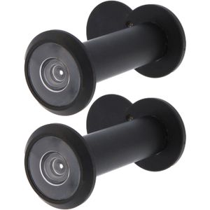 AMIG deurspion/kijkgat - 2x - zwart messing -  deurdikte 60 tot 85mm - 160 graden kijkhoek