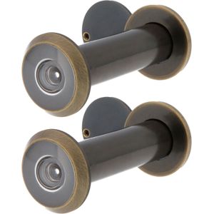 AMIG deurspion/kijkgat - 2x - antiek messing -  deurdikte 60 tot 85mm - 160 graden kijkhoek - 16mm - Deurspionnen
