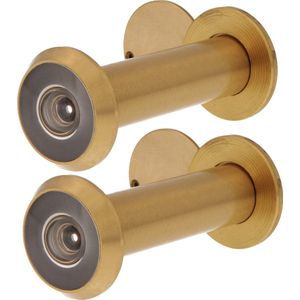 AMIG deurspion/kijkgat - 2x - messing -  deurdikte 60 tot 85mm - 160 graden kijkhoek - 16mm boorgat