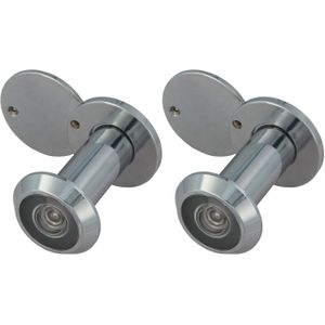 2x amig deurspion - messing - verchroomd - 160° zicht - voor deuren 35-60 mm