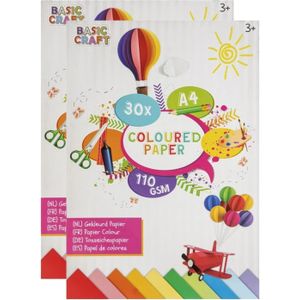 Gekleurd papier - 60 vellen - A4-formaat - knutselpapier/tekenpapier