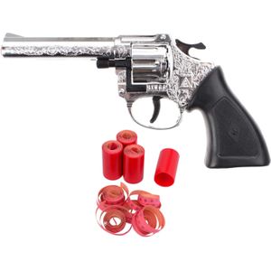 Cowboy speelgoed revolver/pistool set - kunststof - 6x 8 shots ringen - 96 shots in de sett