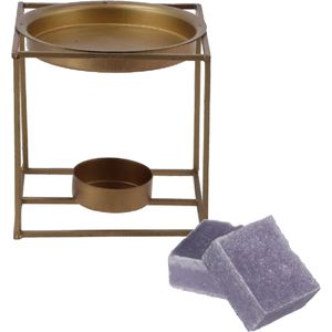 Amberblokjes/geurblokjes cadeauset - lavendel geur - inclusief geurbrander