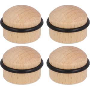 AMIG Deurstopper/deurbuffer - 4x - D35mm - inclusief schroeven - hout - Deurstoppers