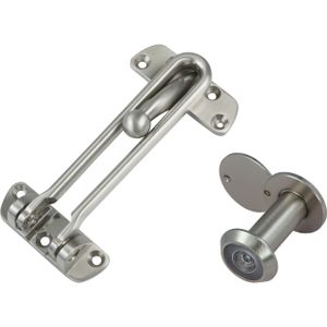 AMIG deurbeveiliging set - kierstandhouder met deurspion - mat zilver - deurdikte 35 tot 60mm
