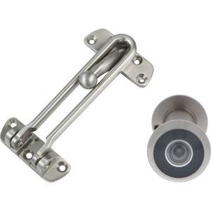 AMIG deurbeveiliging set - kierstandhouder met deurspion - mat zilver - deurdikte 60 tot 85mm