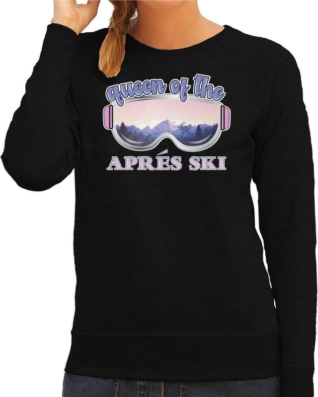Bellatio Decorations Apres ski sweater voor dames - Queen of the apres ski - zwart - skien