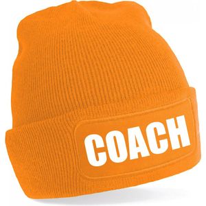 Coach muts voor volwassenen - oranje - trainer/coach - wintermuts - beanie - one size - unisex - Mutsen - volwassenen