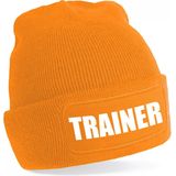 Bellatio Decorations Trainer muts volwassenen - oranje - trainer - beanie - one size - unisex