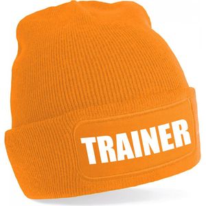 Bellatio Decorations Trainer muts volwassenen - oranje - trainer - beanie - one size - unisex