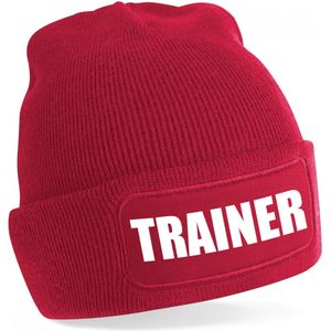 Bellatio Decorations Trainer muts volwassenen - rood - trainer - beanie - one size - unisex