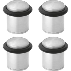 AMIG Deurstopper/deurbuffer - 4x - D30mm - inclusief schroeven - mat rvs - Deurstoppers