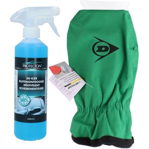 Ijskrabber met antivries spray voor auto - 500 ml - handschoen - ruitenontdooier