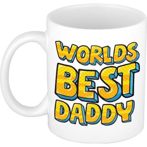 Bellatio Decorations Cadeau koffie/thee mok voor papa - beste papa - geel - 300 ml - vaderdag