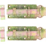 Deltafix schuifslot/hangslotschuif - 2x - 14 x 4.5cm - geel verzinkt staal - deur - schutting - hek