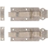 Deltafix schuifslot/hangslotschuif - 2x - 12 x 4.5cm - RVS - deur - schutting - hek