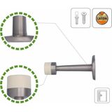 AMIG Deurstopper/deurbuffer - 2x - 75mm - muurbevestiging - satijn messing