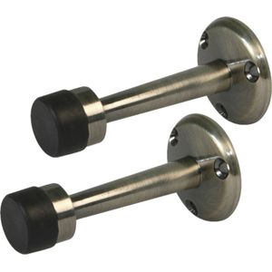 AMIG Deurstopper/deurbuffer - 2x - 75mm - muurbevestiging - antiek messing - Deurstoppers