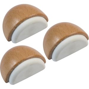 AMIG - Deurstopper - Hout - Beuken - Rubberen Rand - 3 Stuks