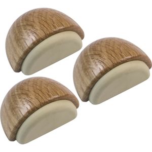 AMIG Deurstop/deurmagneet - 3x - D48mm - zelfklevend - eiken - hout