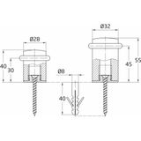 AMIG Deurstopper/deurbuffer - 2x - D32mm - inclusief schroeven - geborsteld nikkel