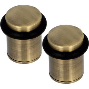 AMIG Deurstopper/deurbuffer - 2x - D32mm - inclusief schroeven - geborsteld nikkel - Deurstoppers