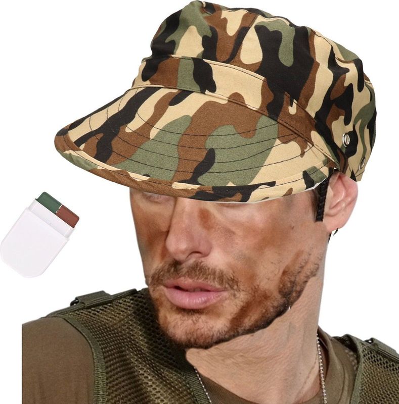 Schmink en Grime - Camouflage - Bruin/Groen - Waterbasis - Voor Volwassenen
