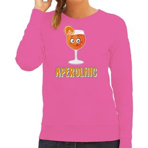 Bellatio Decorations Apres ski sweater voor dames - aperolhic - roze - aperol spritz - wintersport