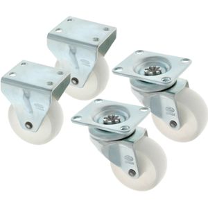 AMIG zwenk en bokwielen set - D60mm - polyamide - 180kg - wit - 4 wielen