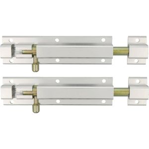 AMIG schuifslot/plaatgrendel - 2x - aluminium - 25cm - zilver - incl schroeven - deur - raam - Grendels