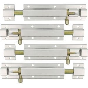 AMIG schuifslot/plaatgrendel - 4x - aluminium - 35cm - zilver - incl schroeven - deur - raam