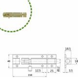 AMIG schuifslot/plaatgrendel - 4x - aluminium - 15cm - goud - incl schroeven - deur - raam