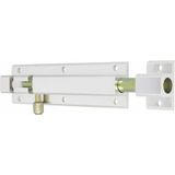 AMIG schuifslot/plaatgrendel - 2x - aluminium - 15cm - wit - incl schroeven - deur - raam