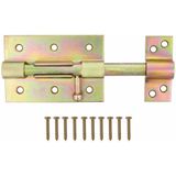 AMIG schuifslot/plaatgrendel - 2x - staal - 7cm - messing - incl schroeven - deur - raam - geschikt voor hangslot (niet inbegrepen)