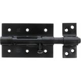 AMIG schuifslot/plaatgrendel - 4x - staal - 10cm - zwart - incl schroeven - deur - raam - geschikt voor hangslot (niet inbegrepen)
