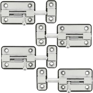 AMIG schuifslot/plaatgrendel - 4x - zamak - 3.5cm - verchroomd  - incl schroeven - deur - raam