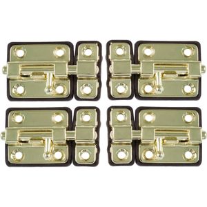 AMIG schuifslot/plaatgrendel - 4x - zamak - 3.5cm - messing - incl schroeven - deur - raam