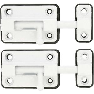 AMIG schuifslot/plaatgrendel - 2x - zamak - 3.5cm - wit  - incl schroeven - deur - raam