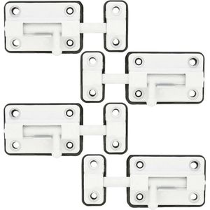 AMIG schuifslot/plaatgrendel - 4x - zamak - 5cm - wit  - incl schroeven - deur - raam