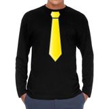 Bellatio Decorations Verkleed shirt voor heren - stropdas geel - zwart - carnaval - foute party