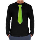 Bellatio Decorations Verkleed shirt voor heren - stropdas groen - zwart - carnaval - foute party