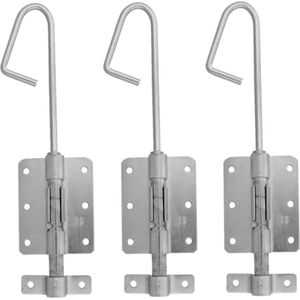 AMIG Verticaal schuifslot/plaatgrendel - 3x - staal - 40 x 6.2cm - verzinkt - zilver - schutting - poort