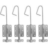 AMIG Verticaal schuifslot/plaatgrendel - 4x - staal - 40 x 6.2cm - verzinkt - zilver - schutting - poort