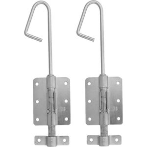 AMIG Verticaal schuifslot/plaatgrendel - 2x - staal - 35 x 6.2cm - verzinkt - zilver - schutting - poort